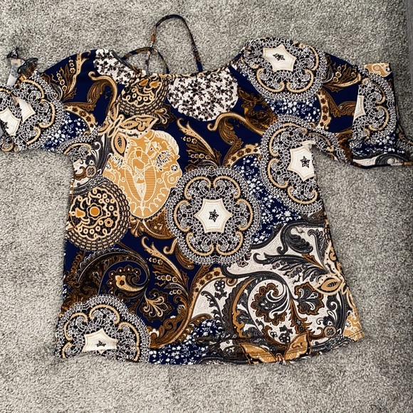 Blue and gold blouse - Picture 4 of 5